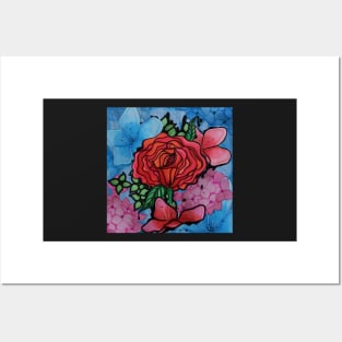 Ink Flower Bouquet Square Posters and Art